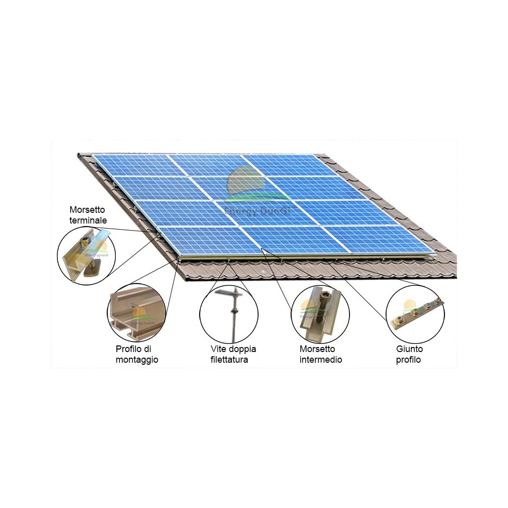 Struttura di montaggio soprategola con vitoni per 24 pannelli fotovoltaici verticali (quattro file)