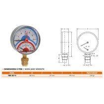 Termomanometro Ø 80 mm attacco verticale da 1/2" scala 0-6 bar 0-120 °C