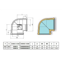 Raccordo curvo in ottone femmina/femmina 1" F