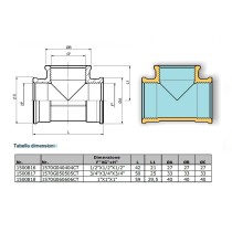 Raccordo a T femmina in ottone 1" F