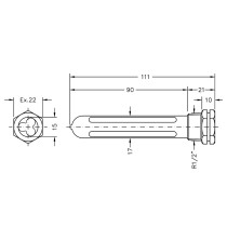 Pozzetto sagomato per più sonde di temperatura da 1/2" - Lunghezza 100 mm