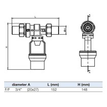 Disconnettore idraulico da 3/4" FF per zone di pressioni differenti non controllabili