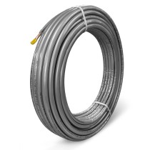 Tubo in rame singolo isolato GREY per gas R32/R410A da 1/4" spessore rame 0,8 mm, lunghezza 50 metri