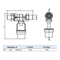 Disconnettore idraulico da 3/4" FF per zone di pressioni differenti non controllabili