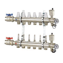 Collettore di distribuzione da 1" con 6 vie per impianti radianti a pavimento
