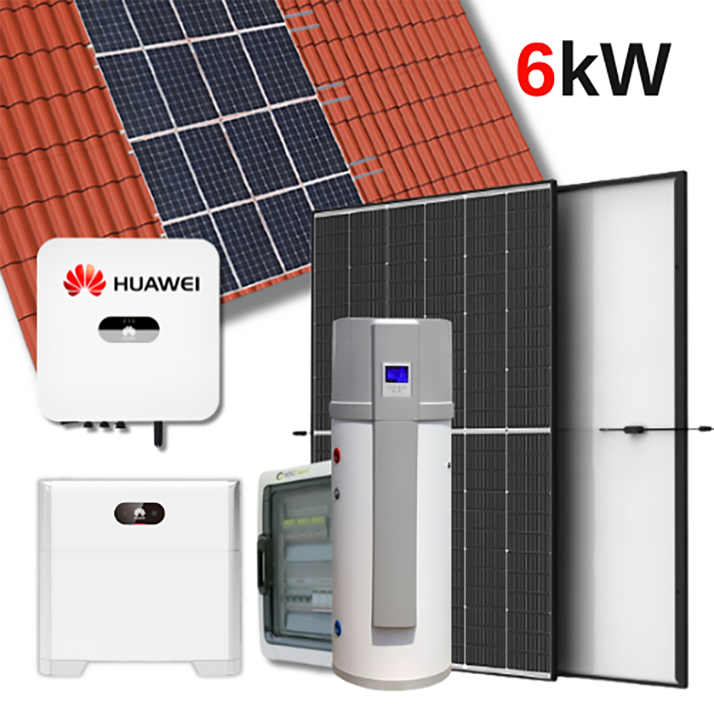 Kit impianto fotovoltaico completo da 6kW con Scaldacqua in pompa di calore CALIDO-1 di MAXA 300 litrii