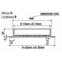 Bocchetta di mandata lineare in alluminio anodizzato con griglia ad alette fisse diritte . Dimensioni 400x150 mm portata 250-500