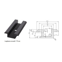 Morsetto intermedio universale in alluminio per fissaggio di moduli fotovoltaici anodizzato nero