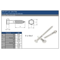 Tirafondo in acciaio inox M8 x 80 mm