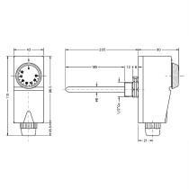 Termostato elettromeccanico ad immersione, regolabile da 30 a 90°C, lunghezza 20 cm