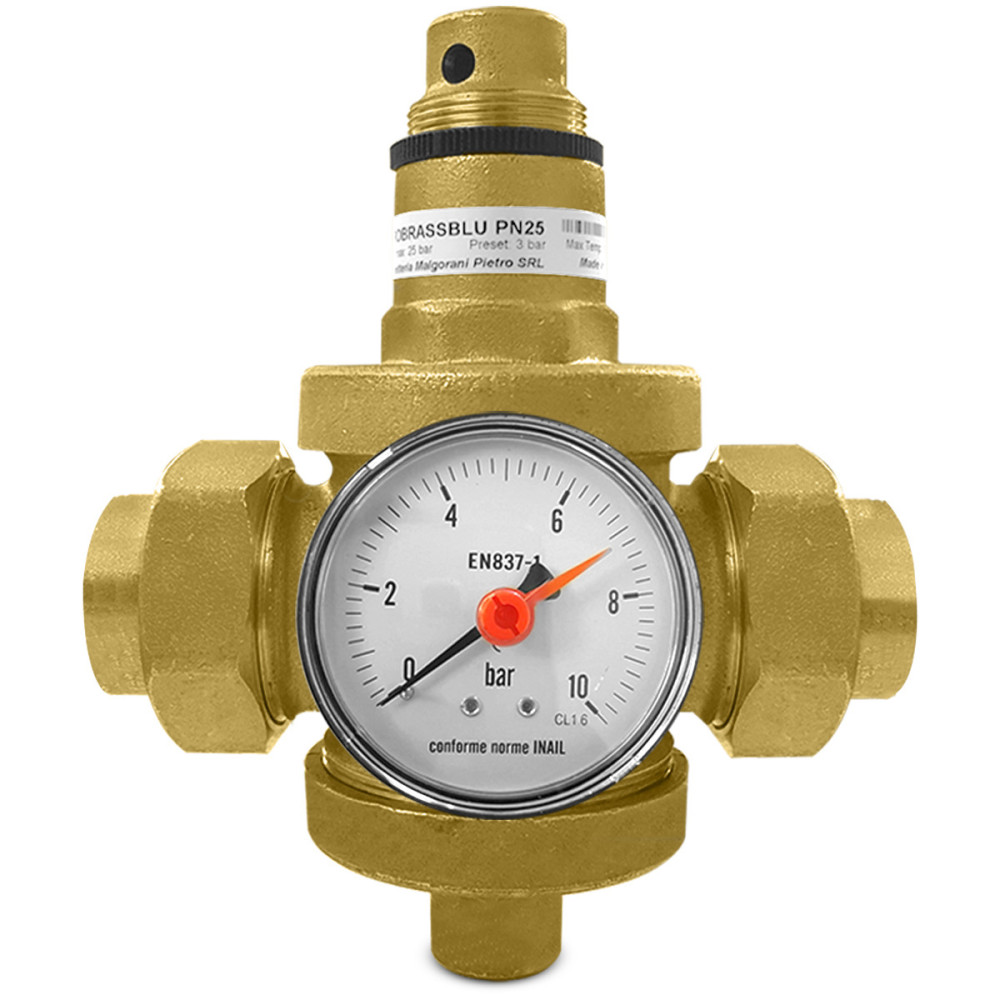 Riduttore di pressione da 3/4" F in ottone per acqua calda ad azione diretta