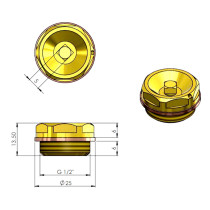 Valvola sfogo aria manuale da 1/2" con guarnizione in rame, temperatura 280°C