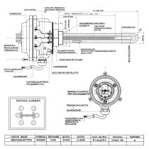 Resistenza elettrica corazzata 9 kW trifase con termostato regolabile fino a 90°C, 400 V, Incoloy 800