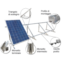 Struttura di montaggio a 30° fissa per tetto piano per 5 pannelli fotovoltaici verticali