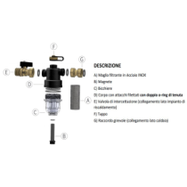 Defangatore magnetico compatto sotto caldaia Jupiter Compact da 3/4" per impianti termici