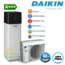 Sistema Bivalente Daikin Compact R32 4 kW in pompa di calore aria-acqua per riscaldamento, raffrescamento, acqua sanitaria e col