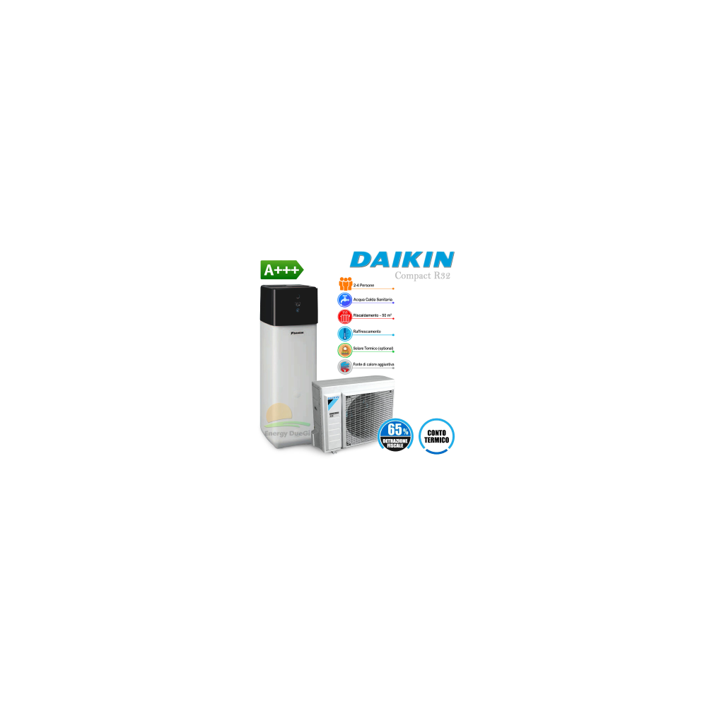 Sistema Bivalente Daikin Compact R32 4 kW in pompa di calore aria-acqua per riscaldamento, raffrescamento, acqua sanitaria e col