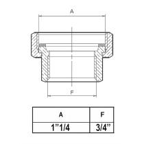 Raccordo codolo girevole a tenuta piana completo di guarnizione, 3/4" x 1"1/4 FF