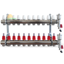 Collettore di distribuzione da 1" con 11 vie per impianti radianti