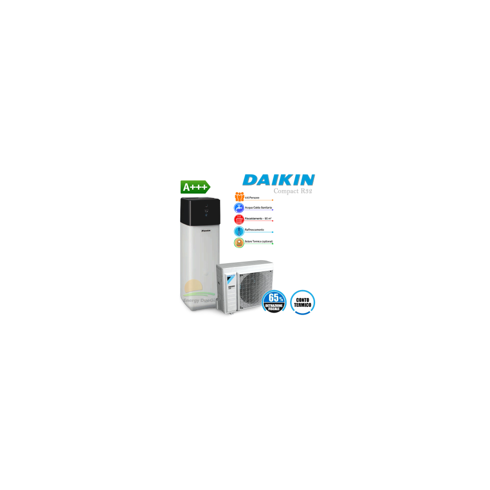 Sistema Daikin Compact R32 H/C 8 kW, 500 litri, R3 in pompa di calore aria-acqua per riscaldamento, raffrescamento, acqua sanita