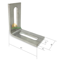 Angolo rinforzato 68 x 67 mm, angolazione 90°, asola 45 x 11 mm