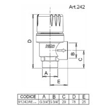 Valvola di sicurezza, limitatrice di pressione a membrana 3/4" MF, 6 BAR