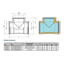 Raccordo a T femmina in ottone 1" 1/4 F