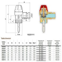 Valvola di sicurezza M/Tubo rame combinata pressione/temperatura 3/4" x 15 3 bar