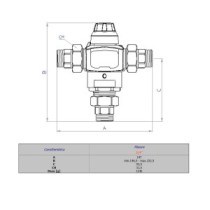 Valvola deviatrice termostatica regolabile ad elevate prestazioni 1" x 3/4"M con valvola di non ritorno