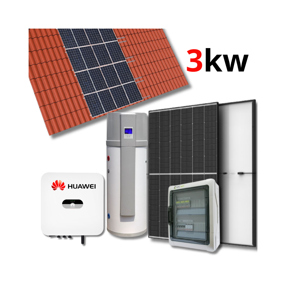 Kit impianto fotovoltaico completo da 3kW con Scaldacqua in pompa di calore CALIDO di MAXA da 200 litrii