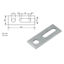 Piastra asolata in acciaio per viti doppio filetto M10 82 x 30 x 5 mm Foro 11 mm