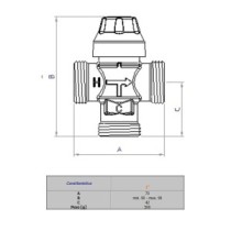 Miscelatore termostatico antiscottatura per piccole utenze, 1" M a tenuta piana, campo di regolazione: 30-65 °C