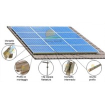 Struttura di montaggio soprategola con vitoni per 4 pannelli fotovoltaici verticali