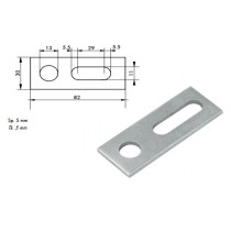 Piastra asolata in acciaio per viti doppio filetto M12 82 x 30 x 5 mm Foro 13 mm