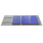 Struttura di montaggio per 15 pannelli fotovoltaici verticali su lamiera grecata (singola fila)