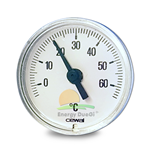 Termometro bimetallico per valvole a sfera con cassa inox per riscaldamento a pavimento Ø 40